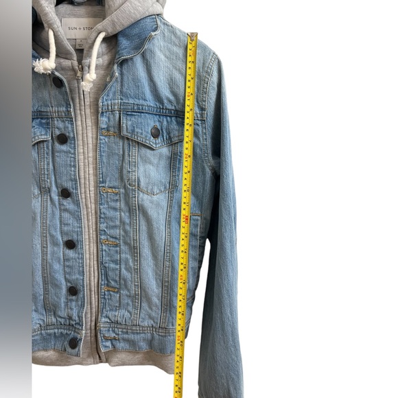 Sun + Stone Men's Trucker Hooded Denim Jacket - Picture 9 of 14